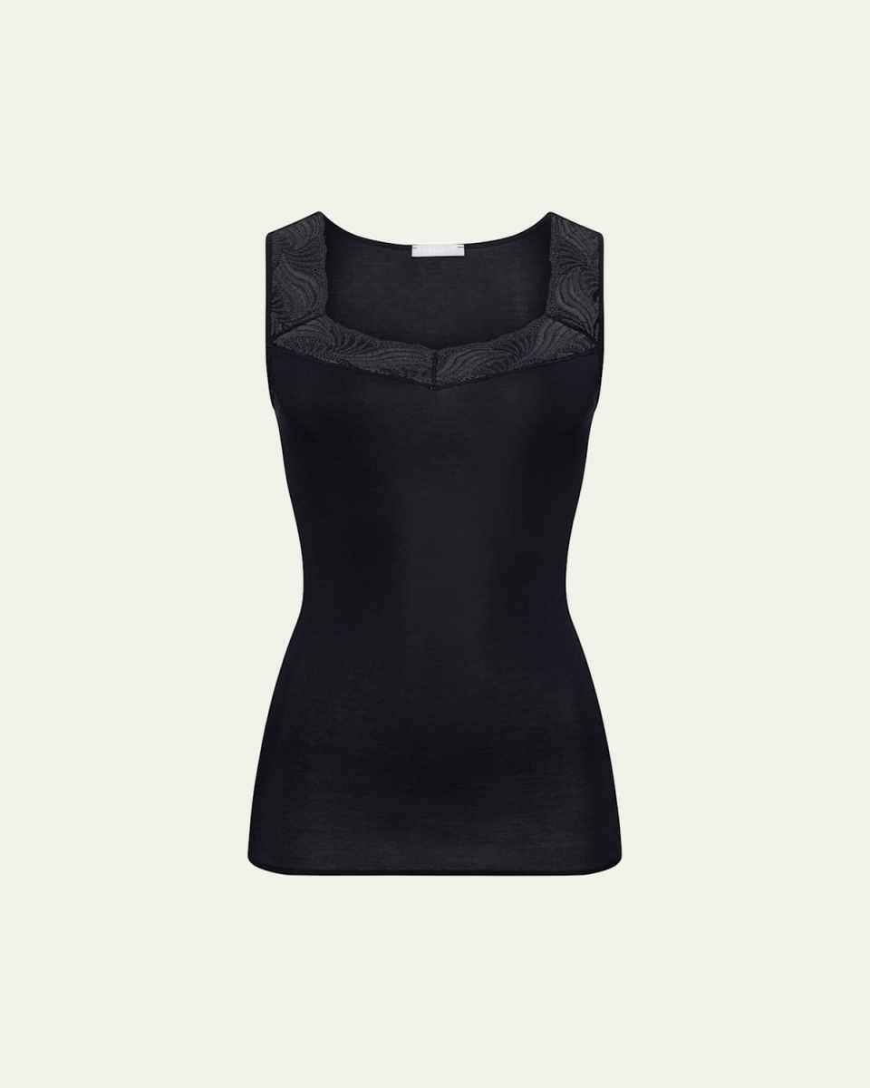 Cotton Delight Lace-Trim Tank Top